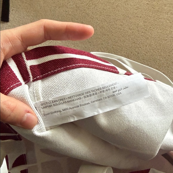Vuori Burgundy and Cream Tote Bag - Picture 3 of 5